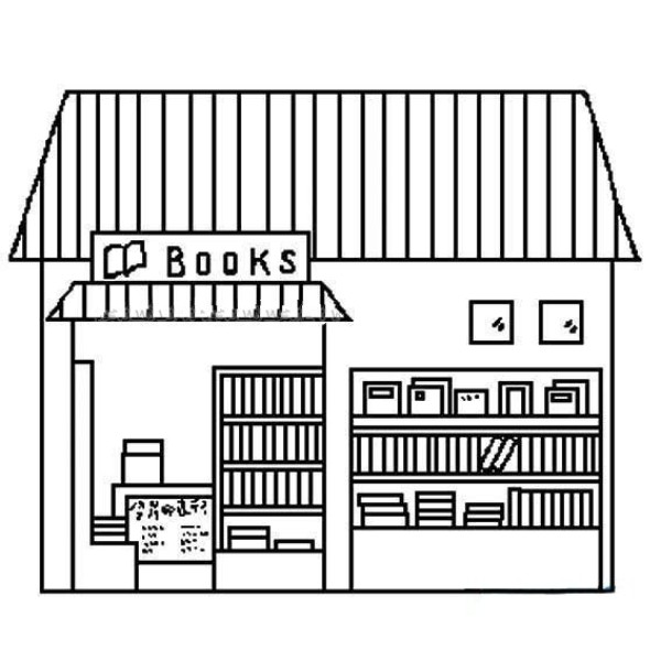 Simple strokes of bookstore pictures