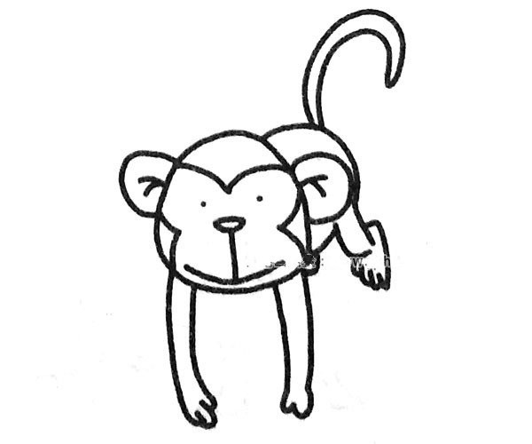 A set of cute monkey simple drawing pictures