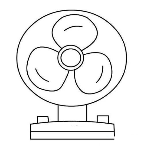 Simple drawing picture of the front of the desk fan for primary school students