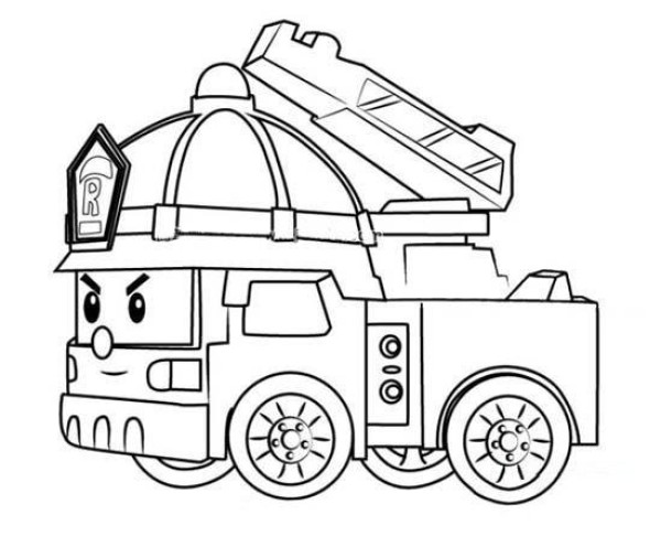 Childrens deformed police car Roy simple drawing picture