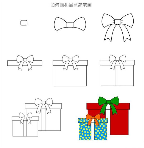 How to draw a gift box with simple strokes