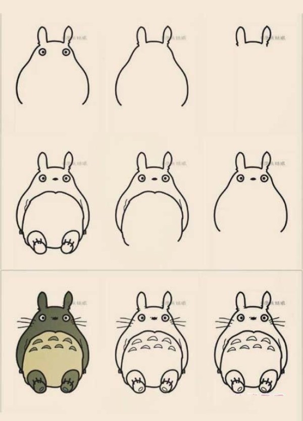 Totoro simple drawing tutorial step pictures: How to draw Totoro