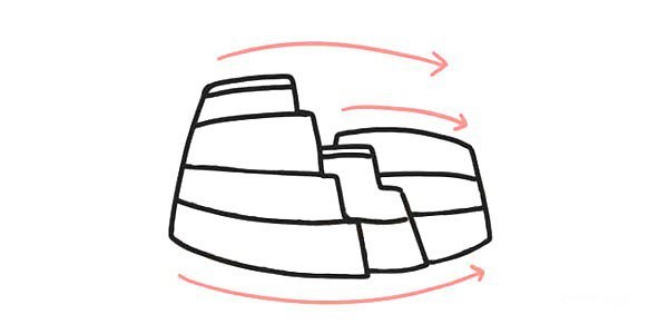 Simple drawing steps of the Colosseum