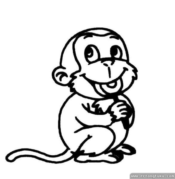 Cartoon cute monkey simple strokes