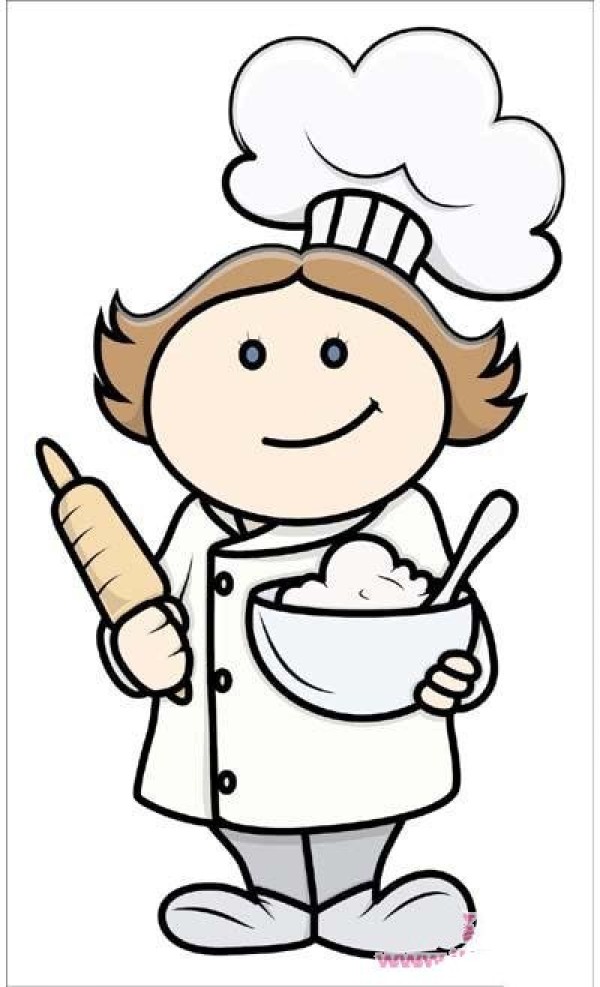 Simple drawing picture of female chef with color