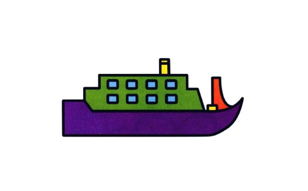 Steps to draw simple strokes of colored ships