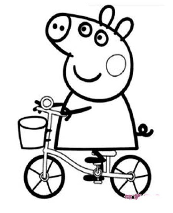 Peppa Pig Riding a Bicycle Simple Drawing Picture