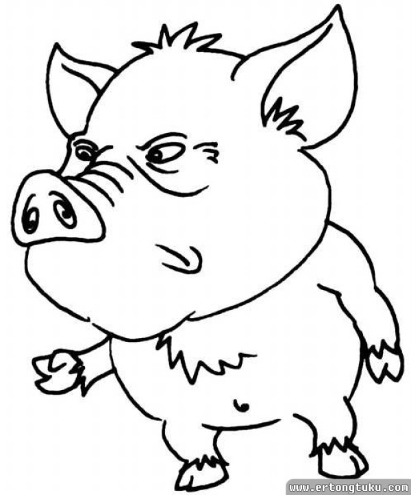 Happy pig cute simple drawing picture