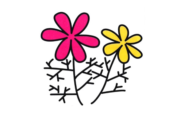 How to draw cute little flowers with simple strokes and coloring