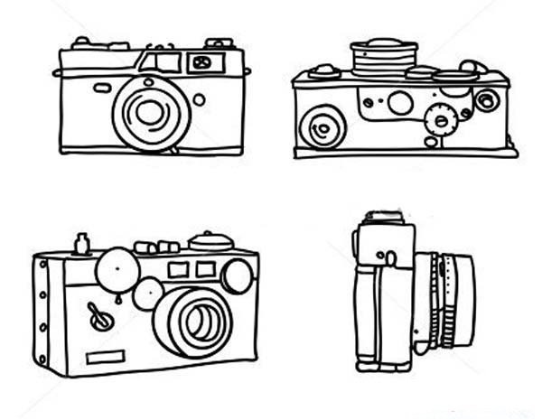 Retro camera simple drawing picture collection