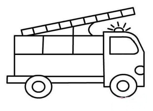 Elementary school students simple drawing picture of ladder fire truck