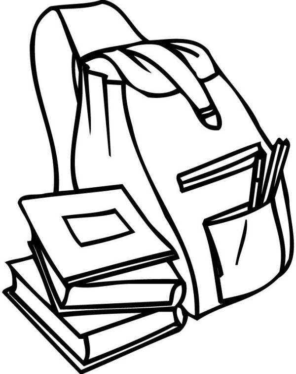 Simple drawing pictures of school bags and books