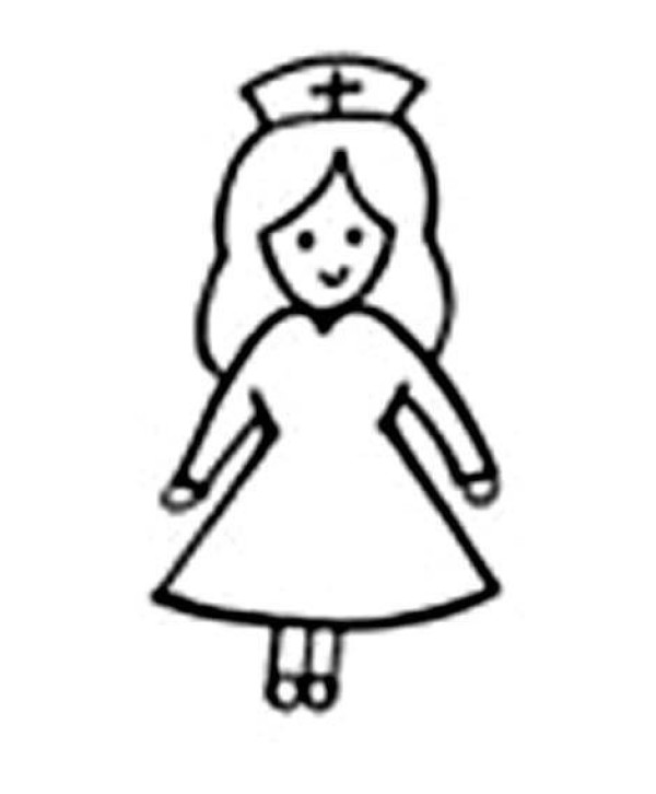 Childrens simple and beautiful nurse sketch pictures