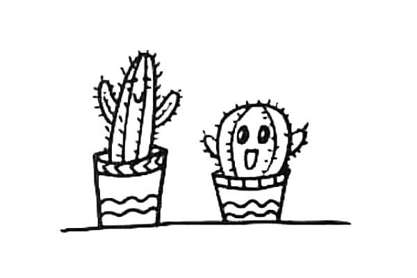 Cute cartoon cactus potted plant