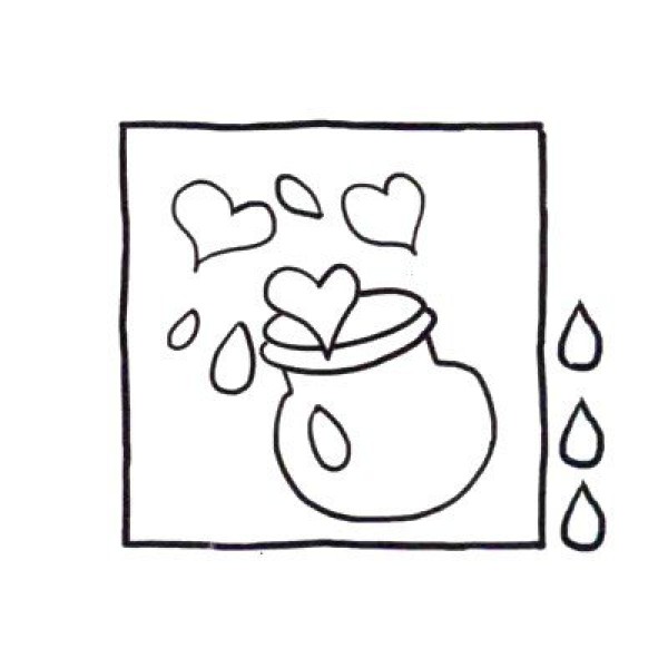 Draw cute simple drawings of water and green plants in four steps