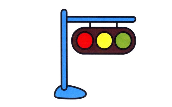 Steps of coloring simple strokes of traffic lights