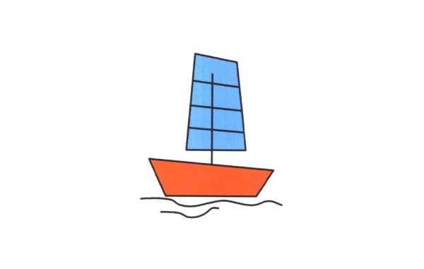 Detailed drawing tutorial of simple strokes of colorful sailboat