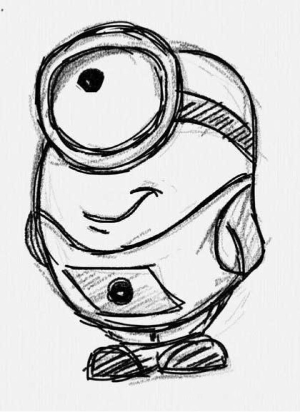 Hand-drawn sketch of a simple picture of a minion with one eye