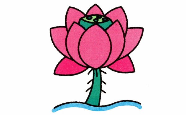 How to draw lotus in simple strokes for children