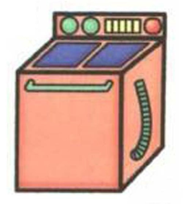 Childrens simple drawing pictures of colorful washing machines