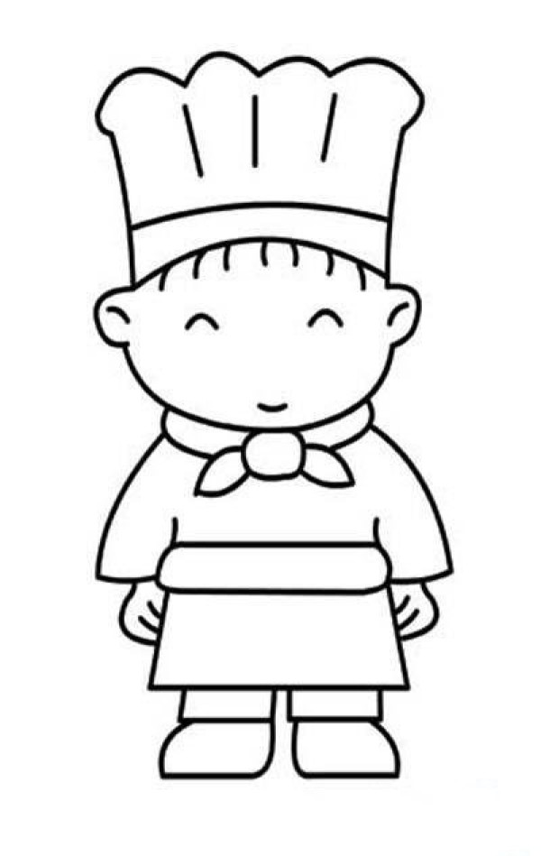 Childrens cute little chef simple drawing picture