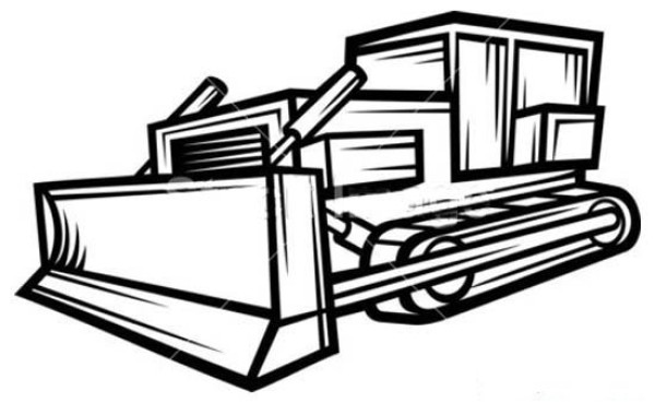 Hand drawn crawler bulldozer simple drawing picture