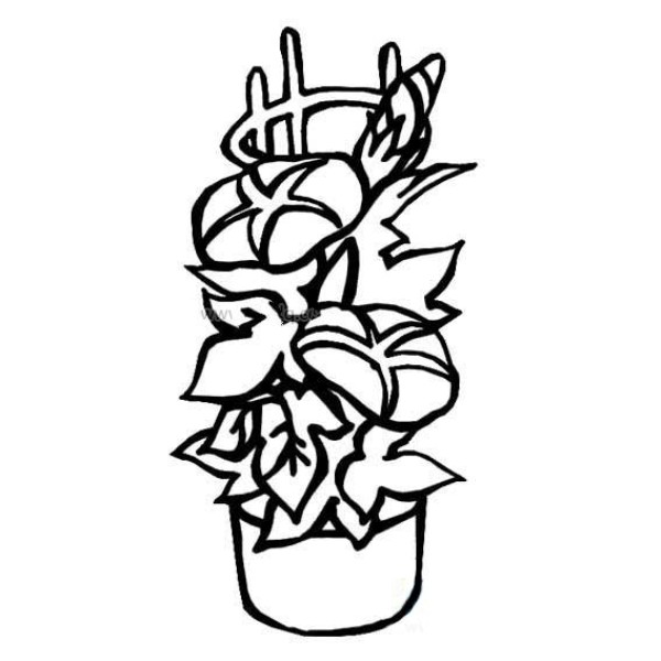 Beautiful potted plant simple drawing