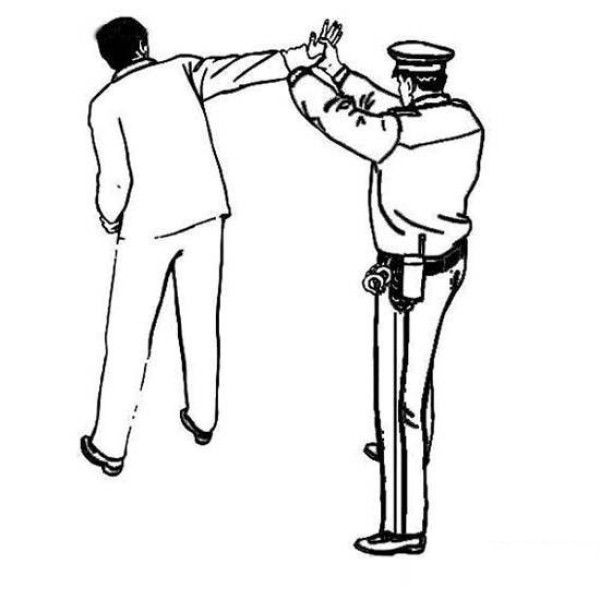 Simple drawing picture of police catching thief