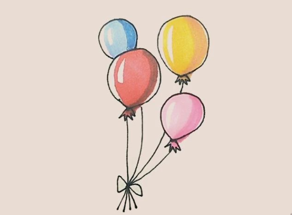 How to draw colorful balloons with simple strokes