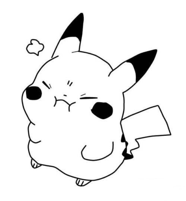 Hand drawn angry Pikachu simple drawing picture