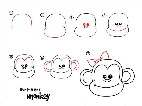 How to draw a monkey Monkey simple drawing tutorial