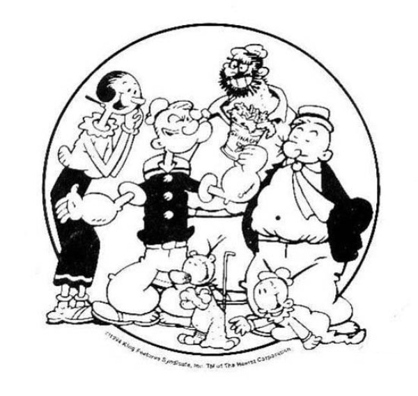 A complete collection of simple drawing pictures of all characters in Popeye