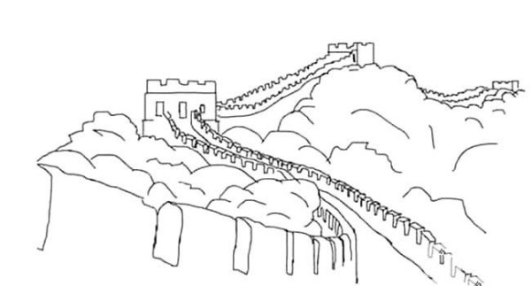 Simple drawings of buildings, simple drawings of the Great Wall of China