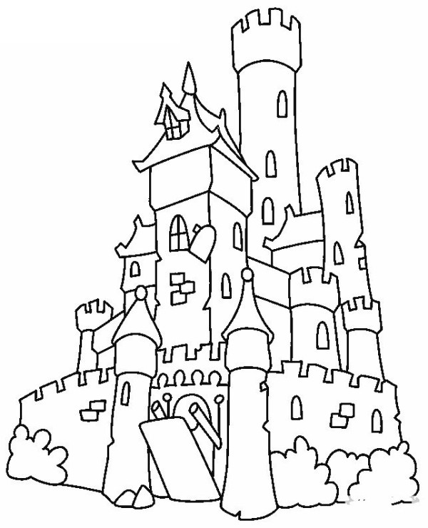 2 pictures of castle simple drawings