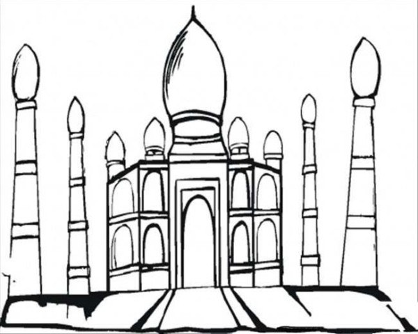 World Famous Architecture Taj Mahal Simple Drawing Picture