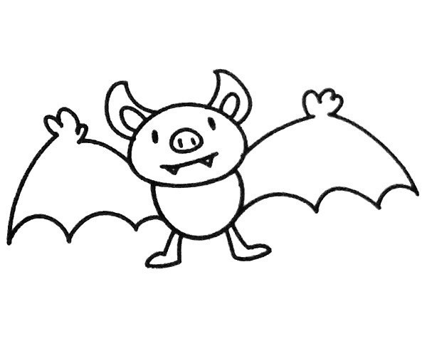 A set of simple drawing pictures of cartoon bats