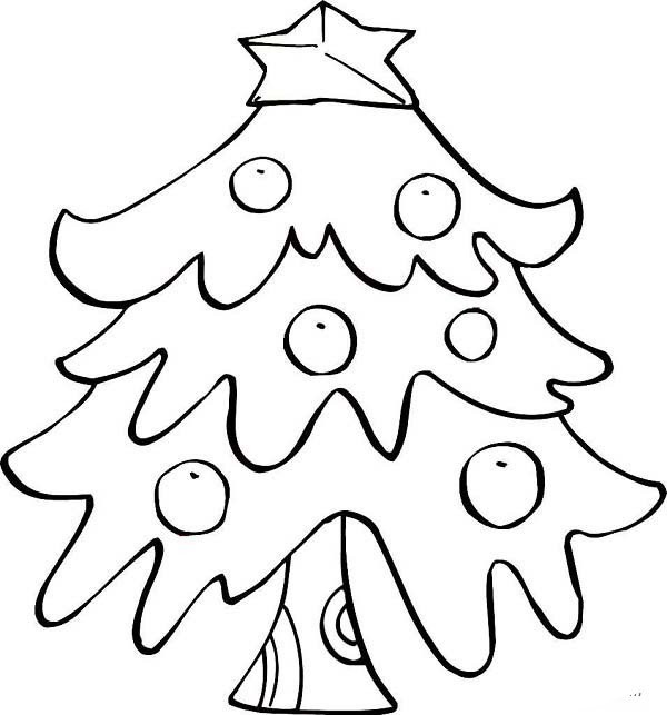 Simple drawing of beautiful Christmas tree at Christmas