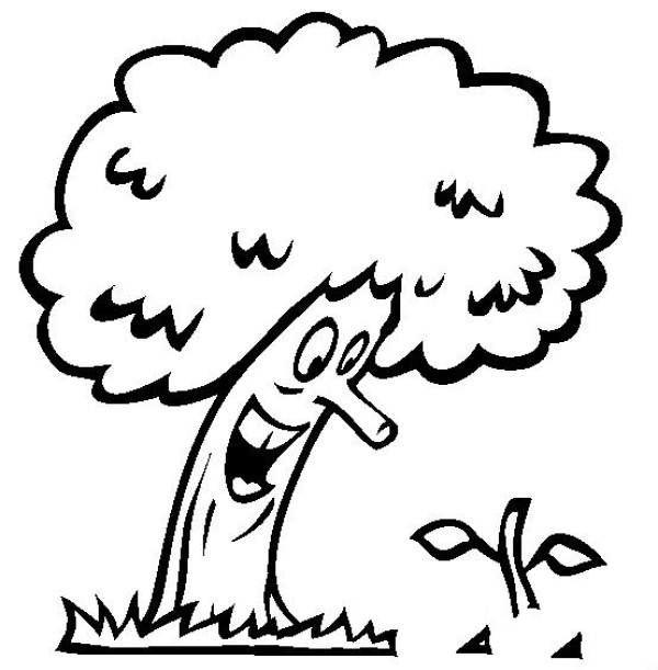 Cartoon tree and sapling simple drawing picture