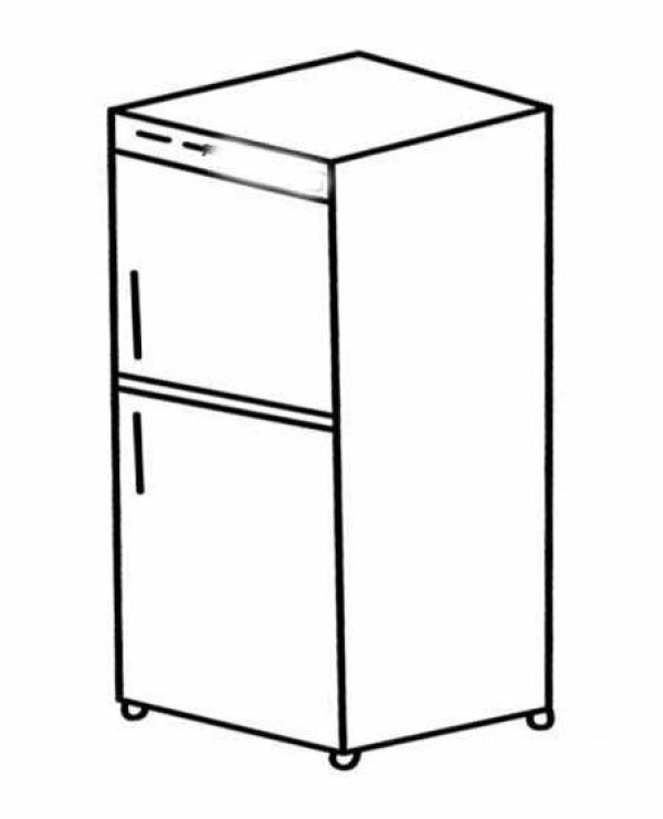 Simple drawing picture of three-dimensional double door refrigerator