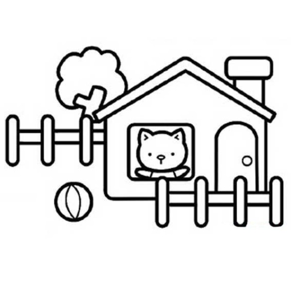 Simple drawing of cute house for children