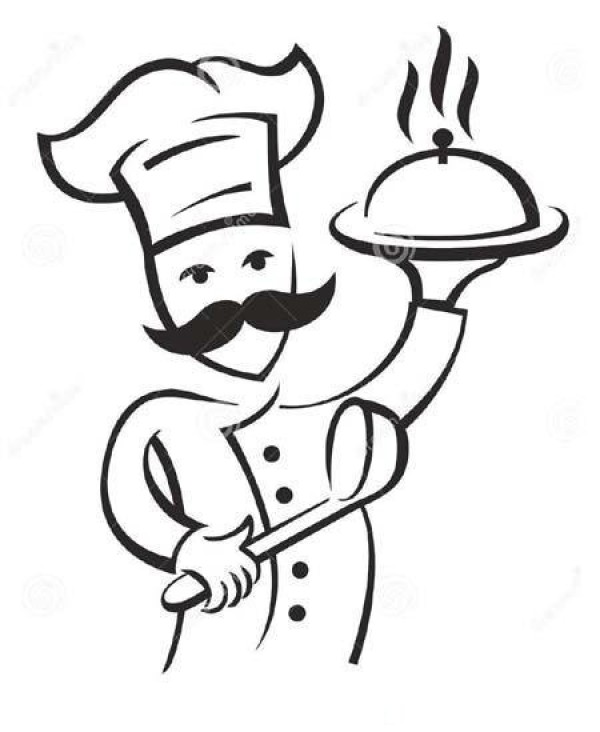 Simple drawing pictures of childrens Western food chef