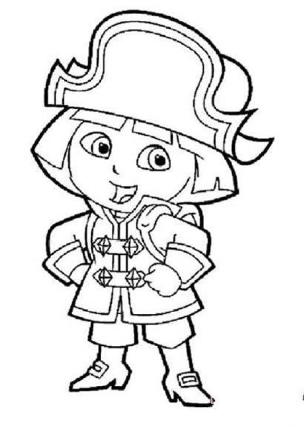 Little girl Dora character simple drawing picture