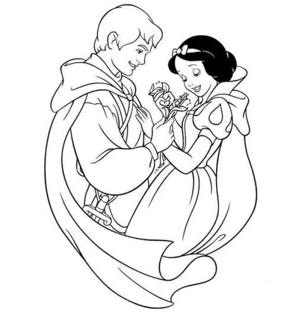 Snow White and Prince Charming simple drawing picture