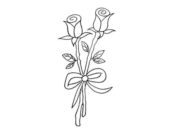 Draw a beautiful bouquet of red roses