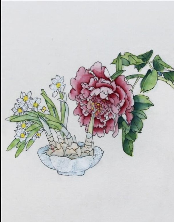 Part-time writer of traditional Chinese paintings of peony and narcissus.