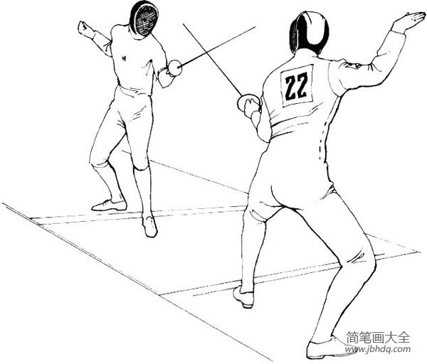 Simple strokes of fencing sports pictures