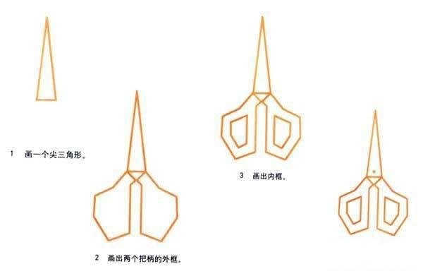 Simple drawing tutorial of scissors with step-by-step pictures: How to draw scissors