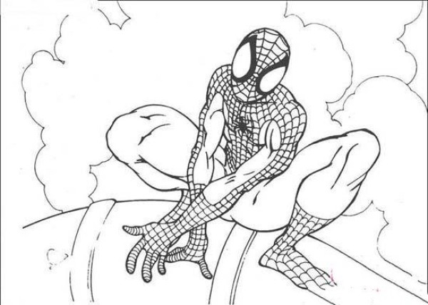 Hand-drawn Spider-Man line drawing simple picture