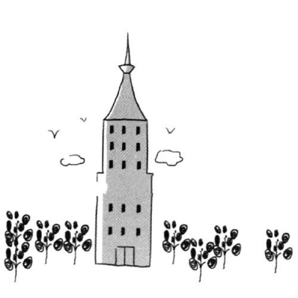 Simple drawing tutorial of tall tower