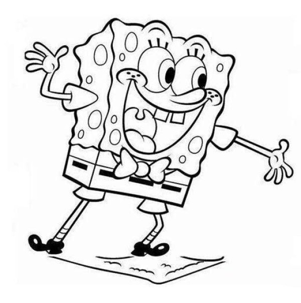 A simple picture of SpongeBob SquarePants with a happy and laughing child